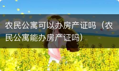农民公寓可以办房产证吗（农民公寓能办房产证吗）