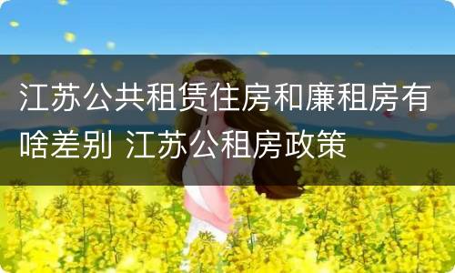 江苏公共租赁住房和廉租房有啥差别 江苏公租房政策
