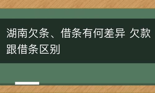 湖南欠条、借条有何差异 欠款跟借条区别