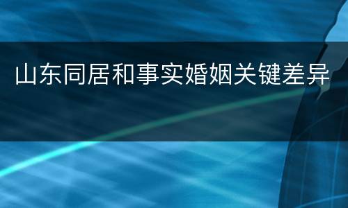 山东同居和事实婚姻关键差异