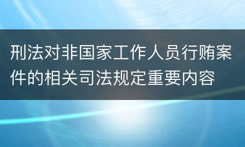 刑法对非国家工作人员行贿案件的相关司法规定重要内容