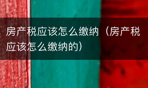 房产税应该怎么缴纳（房产税应该怎么缴纳的）