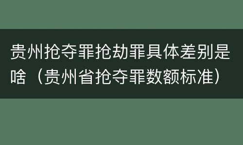 贵州抢夺罪抢劫罪具体差别是啥（贵州省抢夺罪数额标准）