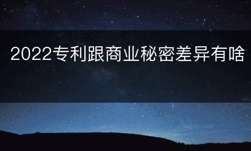 2022专利跟商业秘密差异有啥