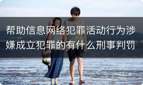 帮助信息网络犯罪活动行为涉嫌成立犯罪的有什么刑事判罚