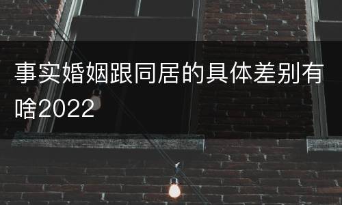 事实婚姻跟同居的具体差别有啥2022