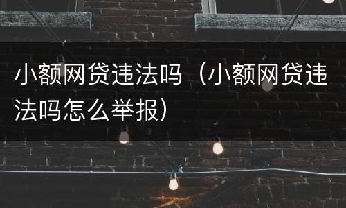 小额网贷违法吗（小额网贷违法吗怎么举报）