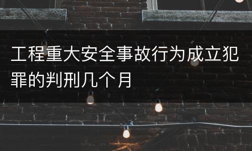 工程重大安全事故行为成立犯罪的判刑几个月