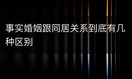 事实婚姻跟同居关系到底有几种区别