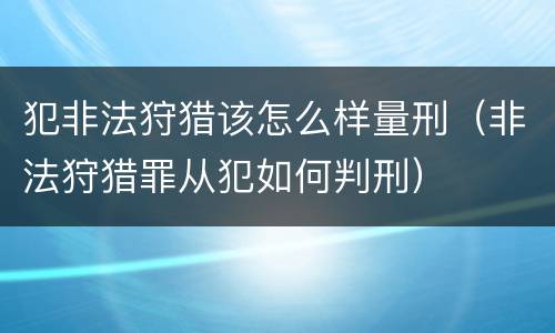 犯非法狩猎该怎么样量刑（非法狩猎罪从犯如何判刑）