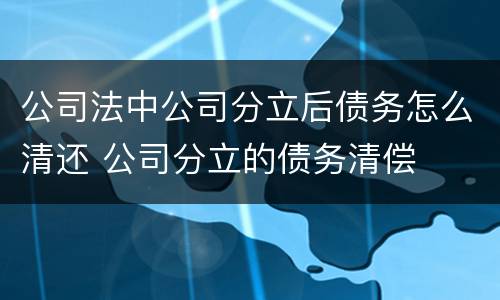 公司法中公司分立后债务怎么清还 公司分立的债务清偿