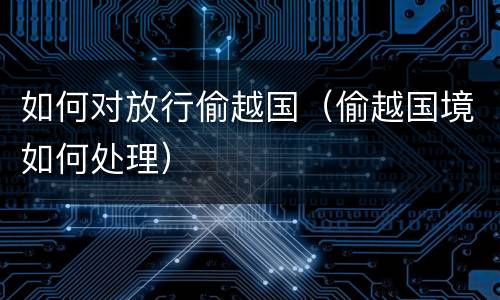 如何对放行偷越国（偷越国境如何处理）