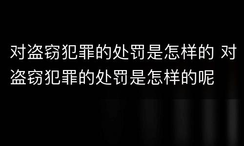 对盗窃犯罪的处罚是怎样的 对盗窃犯罪的处罚是怎样的呢