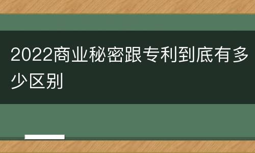 2022商业秘密跟专利到底有多少区别