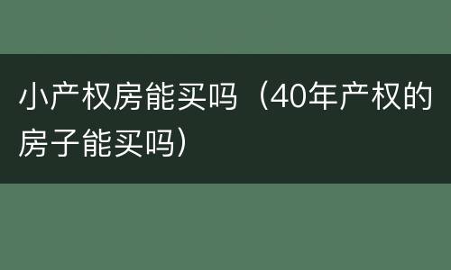 小产权房能买吗（40年产权的房子能买吗）