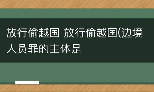 放行偷越国 放行偷越国(边境人员罪的主体是