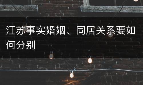 江苏事实婚姻、同居关系要如何分别