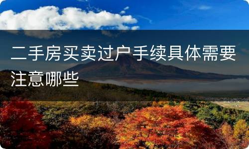 二手房买卖过户手续具体需要注意哪些