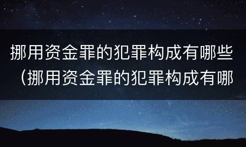 挪用资金罪的犯罪构成有哪些（挪用资金罪的犯罪构成有哪些类型）