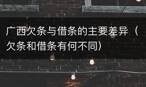 广西欠条与借条的主要差异（欠条和借条有何不同）