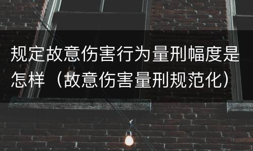 规定故意伤害行为量刑幅度是怎样（故意伤害量刑规范化）