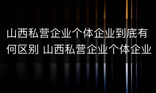 山西私营企业个体企业到底有何区别 山西私营企业个体企业到底有何区别呢