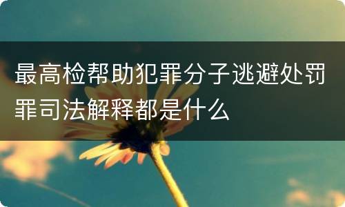 最高检帮助犯罪分子逃避处罚罪司法解释都是什么