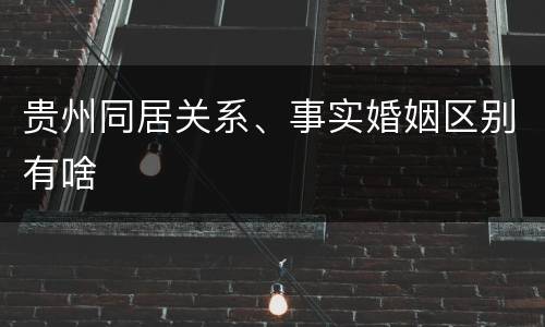 贵州同居关系、事实婚姻区别有啥