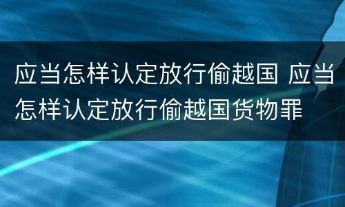 应当怎样认定放行偷越国 应当怎样认定放行偷越国货物罪