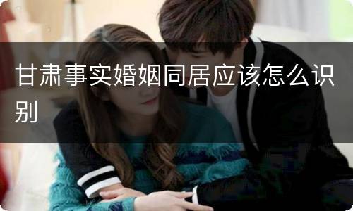 甘肃事实婚姻同居应该怎么识别