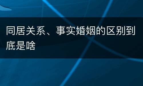 同居关系、事实婚姻的区别到底是啥