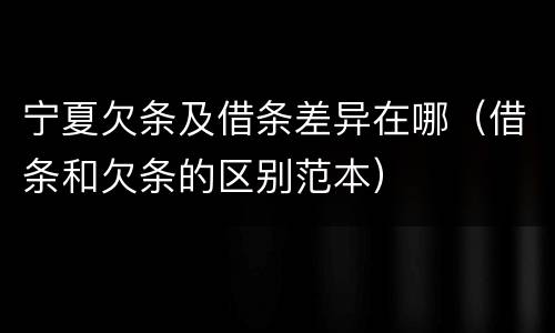 宁夏欠条及借条差异在哪（借条和欠条的区别范本）