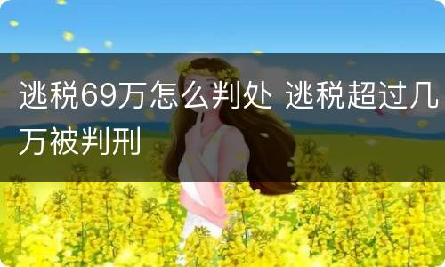 逃税69万怎么判处 逃税超过几万被判刑