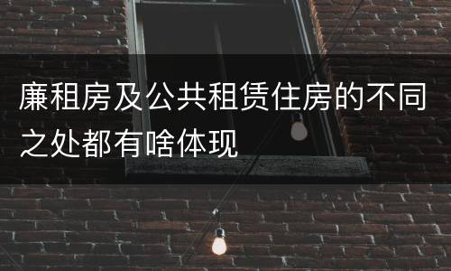 廉租房及公共租赁住房的不同之处都有啥体现