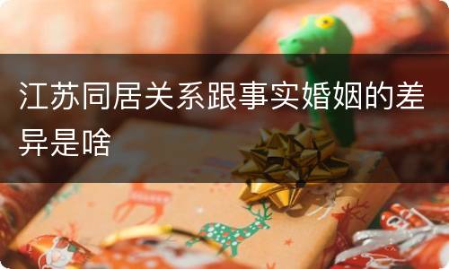 江苏同居关系跟事实婚姻的差异是啥