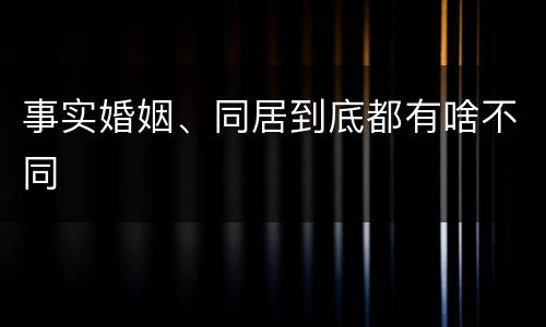 事实婚姻、同居到底都有啥不同