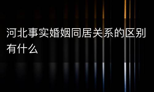 河北事实婚姻同居关系的区别有什么