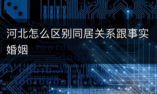 河北怎么区别同居关系跟事实婚姻