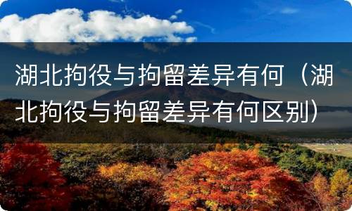 湖北拘役与拘留差异有何（湖北拘役与拘留差异有何区别）
