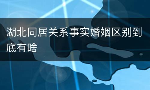 湖北同居关系事实婚姻区别到底有啥