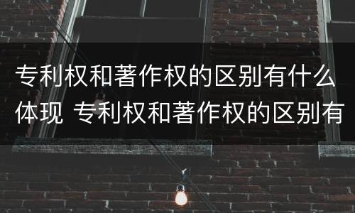 专利权和著作权的区别有什么体现 专利权和著作权的区别有什么体现呢