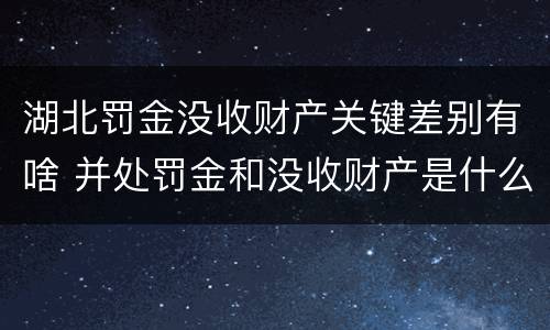 湖北罚金没收财产关键差别有啥 并处罚金和没收财产是什么意思
