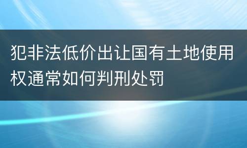 犯非法低价出让国有土地使用权通常如何判刑处罚