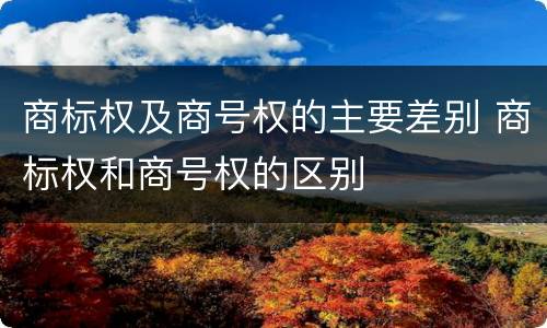 商标权及商号权的主要差别 商标权和商号权的区别