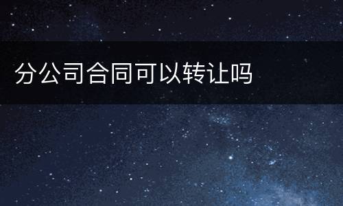 分公司合同可以转让吗