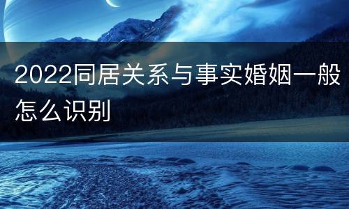 2022同居关系与事实婚姻一般怎么识别