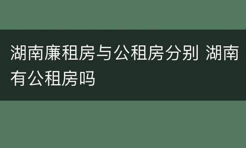 湖南廉租房与公租房分别 湖南有公租房吗