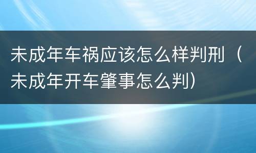 未成年车祸应该怎么样判刑（未成年开车肇事怎么判）