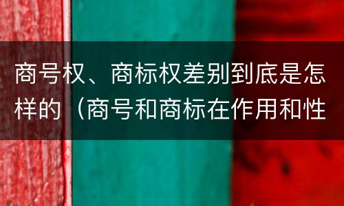 商号权、商标权差别到底是怎样的（商号和商标在作用和性质上有较大区别）