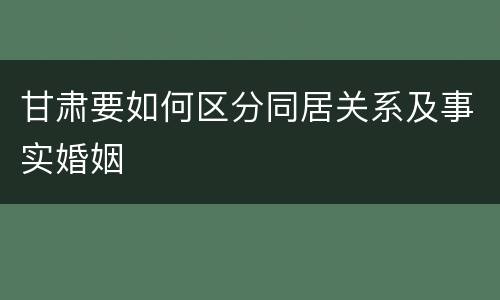 甘肃要如何区分同居关系及事实婚姻